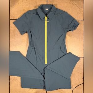 Women's Blue Jumpsuit with Neon Zipper gorpcore